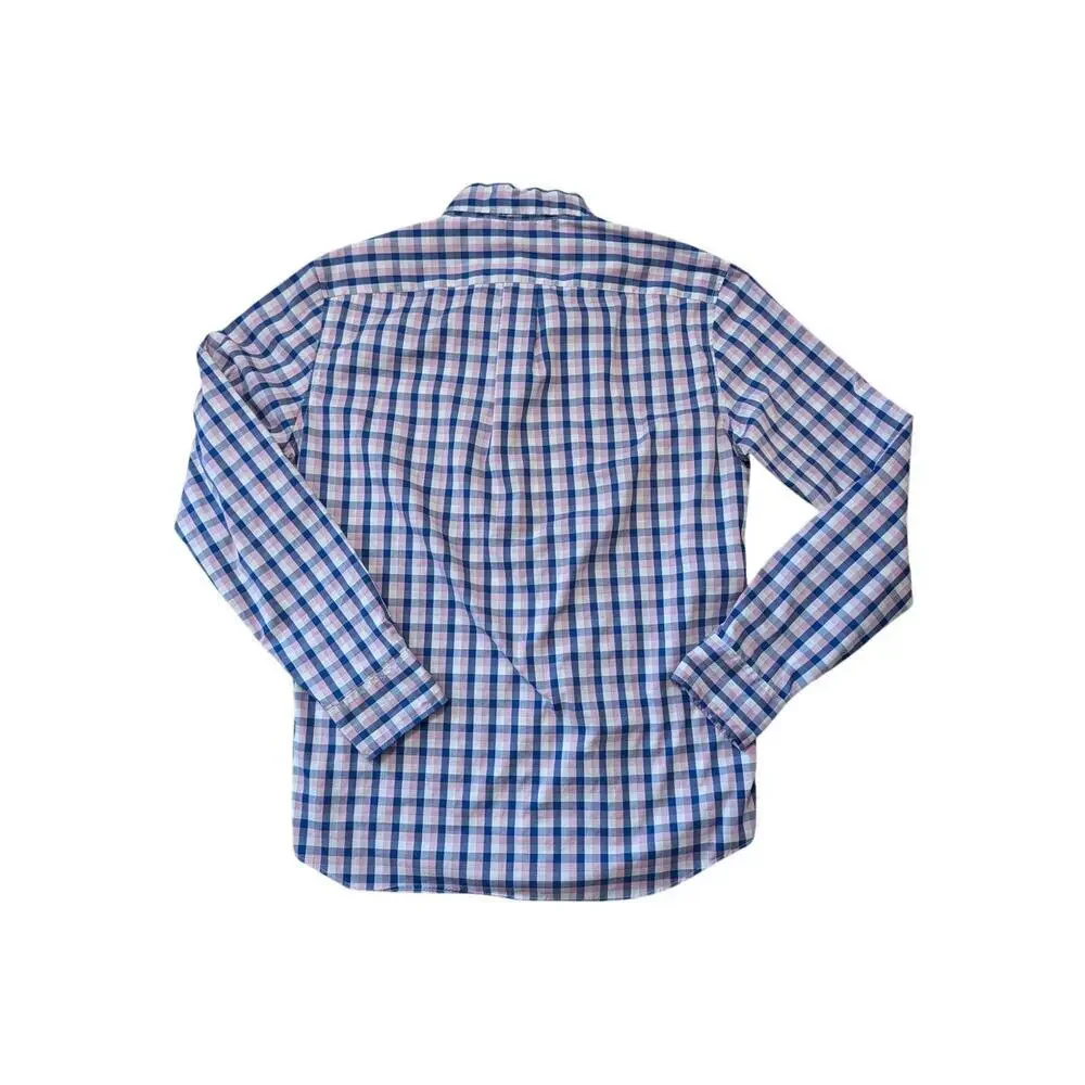 J. CREW Men's Performance, long sleeve; Size medium; Lightweight, Blue Plaid